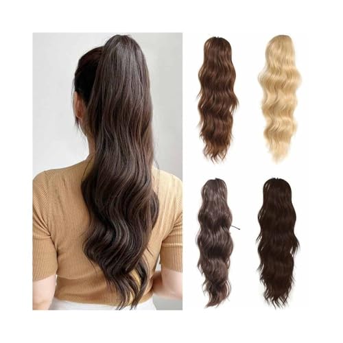 Mujeres Extensión de cola caballo larga, ondulada y rizada, 45 cm, sintética, con pinzas for el pelo Uso diario(Off White)