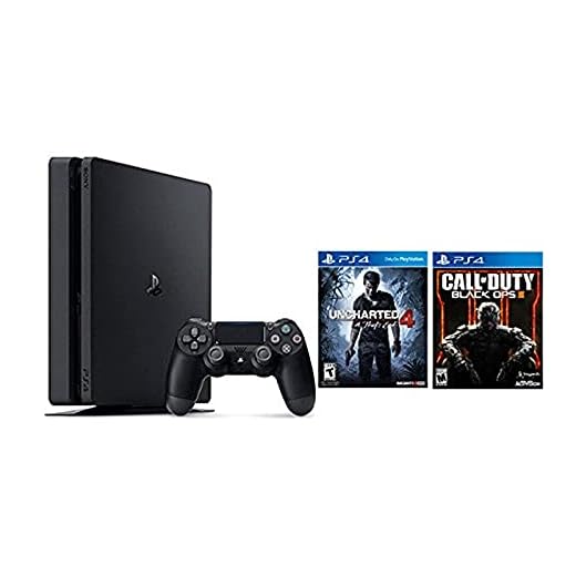 Playstation 4 Slim 2 items Bundle: PlayStation 4 Slim 500GB Console - Uncharted 4 Bundle and Call of Duty Black OPS III Game Disc