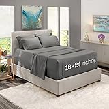 Nestl Extra Deep Pocket Bed Sheet Set – 6-Piece Hotel Bed Sheet Set Deep Pocket Bed Sheets 18-24 Inch Deep Pockets – Fitted Sheet, Flat Sheet and 4 Pillowcases – King – Dark Gray