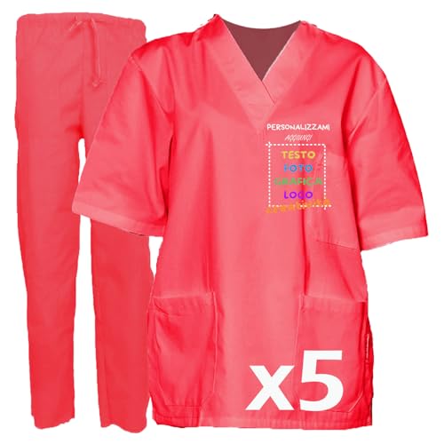 fratelliditalia.org 5 x Krankenhaus-Uniform, Kasack und Hose, personalisierbar, erhältlich in 9 Farben von XS bis XXXL