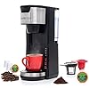 Mixpresso Single Serve Coffee Brewer K-Cup Pods Compatible & Ground Coffee, 30 oz Compact Coffee Maker Single Serve With 5 Brew Sizes Up To 14 Oz, Fits Travel Mug, Adjustable Drip Tray, Black