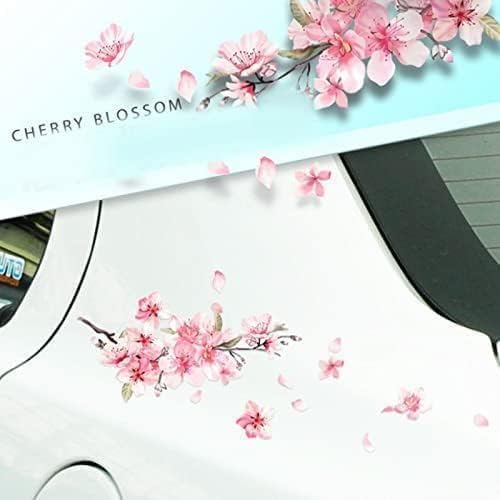 2 x rosa Kirschblüten-Vinyl-Autoaufkleber, Auto-Blumen-Aufkleber, Windschutzscheibe, Fenster, Stoßstange, Autoaufkleber, Aufkleber