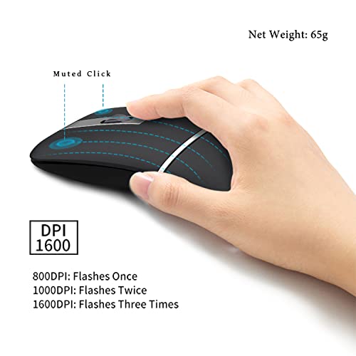 Wireless Arc Mouse Rechargeable Silent For Travel Cordless Bluetooth Laptop Mouse Folding Ultra Slim 3 Dpi For Macbook Pro Microsoft Dell Hp Lenovo Device #TOP3