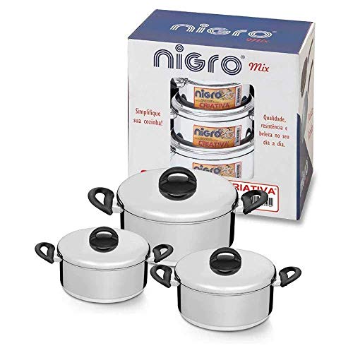 Kit Nigro Caçarola Criativa Polida 3 Peças