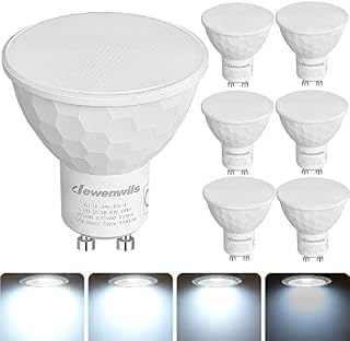 DEWENWILS 6 Pack Dimmable GU10 LED Bulbs, Cool White 6000K, 5W(50W Halogen Replacement), 120° Wide Beam LED Spot Lights for Ceiling, 350LM Energy Saving Light Bulbs, LED Lights for Bedroom
