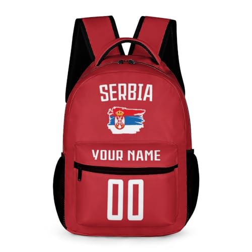 ZSX74B Serbia Custom Kids Soccer Backpack, Personalized School Bag