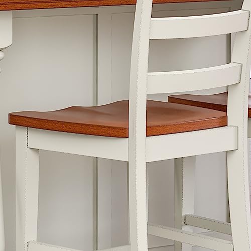 Home-Styles-Solid-Wood-Counter-Bar-Stool-24-inch-High-Monarch-Antique-White-with-Distressed-Oak-Finish-Contoured-Seat-Curved-Legs-Shabby-Chic-Style Home Styles Solid Wood Counter Bar Stool 24 inch High Monarch Antique White with Distressed Oak Finish Contoured Seat Curved Legs Shabby Chic Style