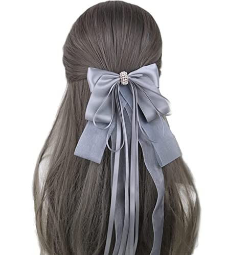 [A'sTool] リボン 髪飾り 大きめリボン バレッタ ヘアアクセサリー ゴスロリ ロリータ レース ヘアアクセ ドレス 赤 ピンク 青 黒 白 緑 (シルバーグレー)（Amazon）