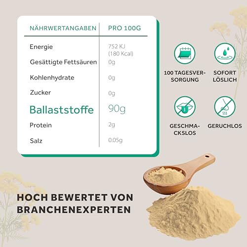 Akazienfaser Pulver Bio - 600g - 90% Ballaststoffe, ballaststoffe pulver aus akazienfasern Bio, Vegan & Keto, Glutenfrei, gummi arabicum pulver, fiber supplement