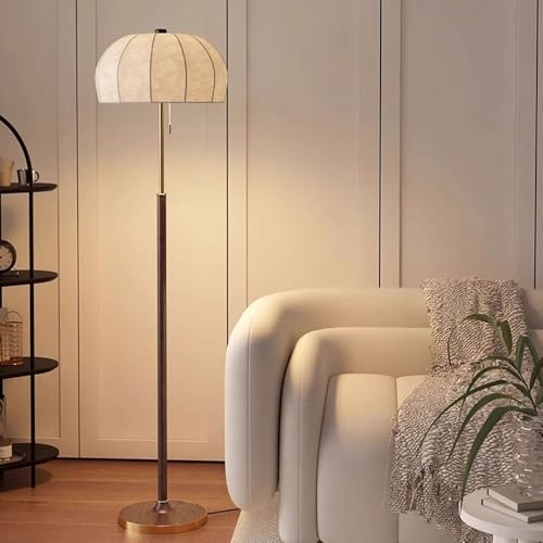 Lámpara de pie con pantalla de tela impresa y base estable para lectura en casa