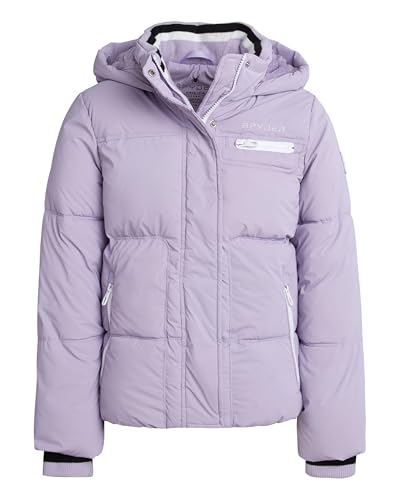 Spyder Girls Puffer Jacket - Insulated Wind and Water Resistant Faux Fur Sherpa Lined Zip Up Hooded Winter Coat for Girls, Size 5-6, Lavender