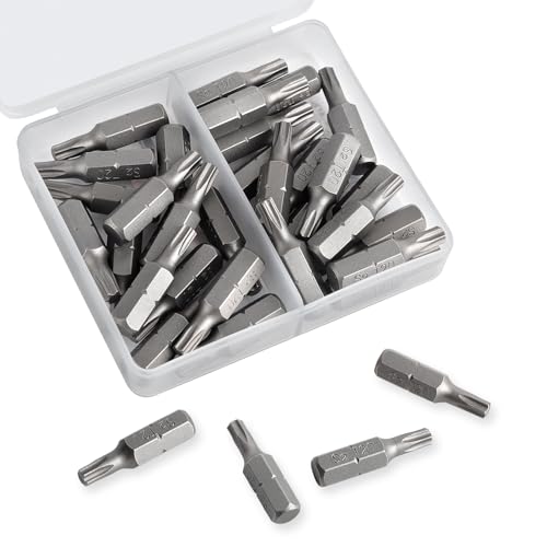 Rybtd Juego de 30 brocas T20, puntas Torx T20 x 25 mm, puntas de seguridad Torx de vástago hexagonal, puntas de destornillador hexagonales de 1/4 de pulgada para destornilladores eléctricos, manuales,