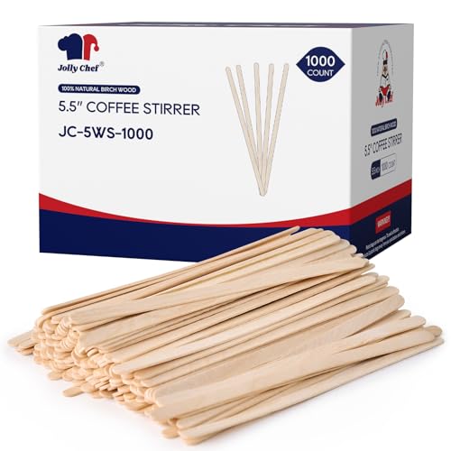 JOLLY CHEF 1000 Count Wooden Coffee Stirrers 5.5 inch