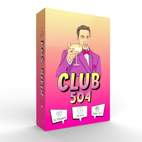 Club 504: A Twist on King’s Cup | Stylish Drinking Card Game for Adults | 47 Waterproof Cards for Parties, 21st Birthdays, and Social Gatherings | Compact Design and the Ultimate Gift for Any Season
