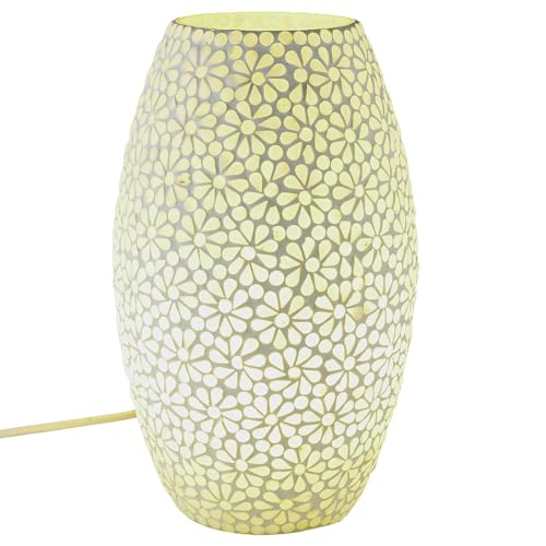 Marrakesch Boho Deko Tischlampe Nachttischlampe 28cm groß | Deko Aesthetic Tischleuchte Lampe im Wohnzimmer Schlafzimmer & Kinderzimmer | Moderne Tischleuchte Tiaga -1- aus Mosaik E27 Lampenfassung