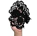 BIBITIME 12 in x 22 in Lace Tablecloth Doily Handmade Crochet Placemat Women Vase Mat Kitchen Table Runner (1PC,Black)