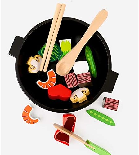 Miniatura 3 de DANNI Niños Madera Pretend Play Alimentos Cocina Juguetes Bebé Simulación Chino Restaurante Cazuela Vegetal Olla Caliente Alimentos Juguete