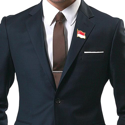 Image of 12 /24 /50 /100Pcs Singapore Flag Lapel Pins Bulk - Metal Singaporean National Lapel Pin
