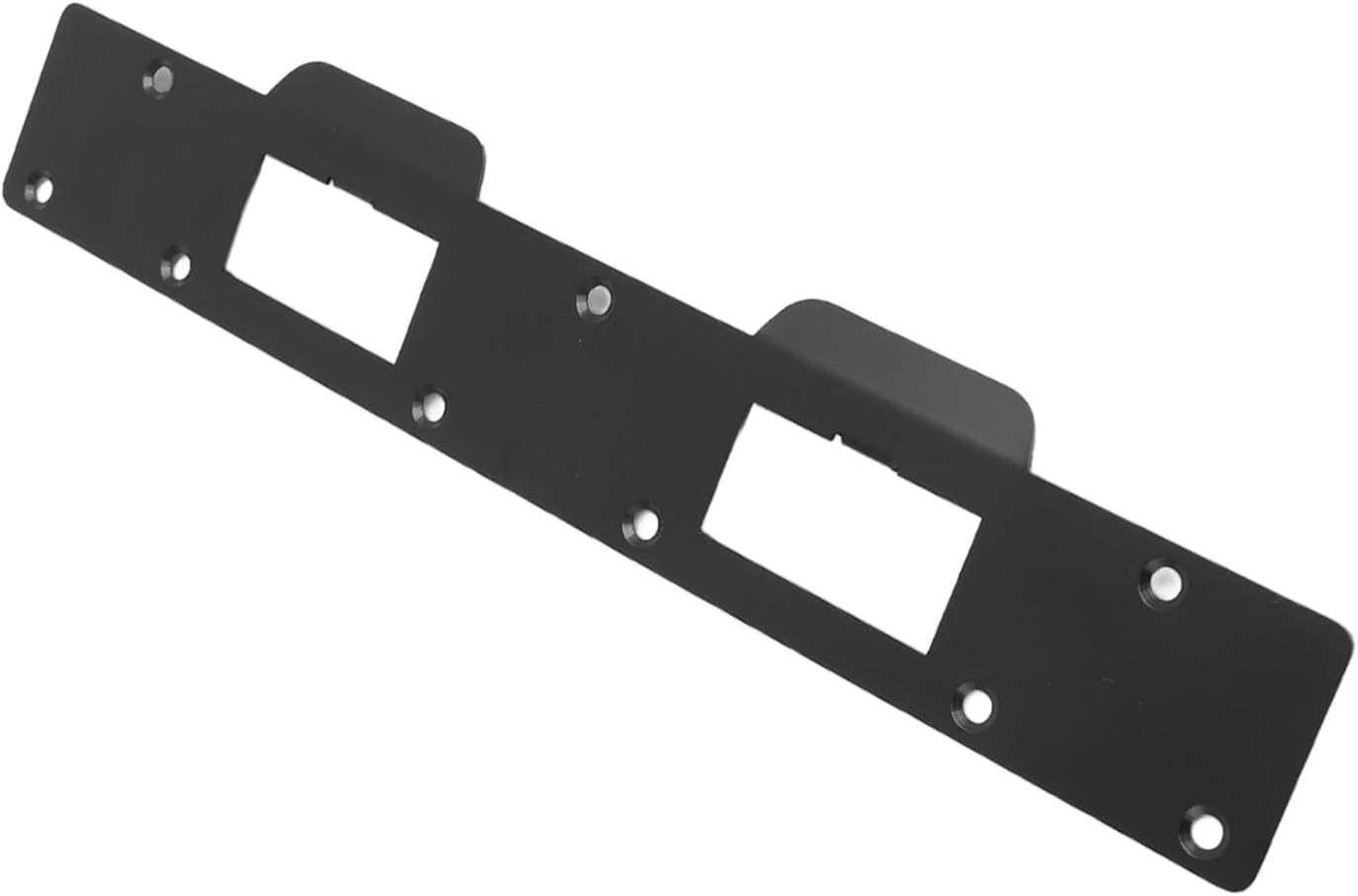 Door Strike Plate, Deadbolt Strike Plate Door Security Stike Door Reinforcement Plate Steel Double Holes Door Latch Plate for 5‑1/2in to 6in Hole Center Distance (Black)