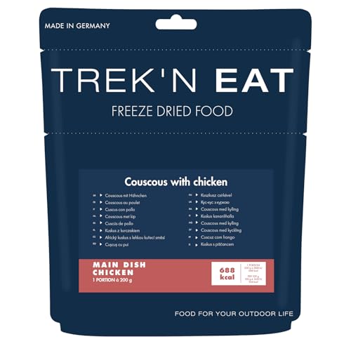 Cuscús con Pollo Trek'n Eat (Estofado de Sémola Africana) – Comida Liofilizada para Exteriores | Ligera y Nutritiva | Preparación Rápida | Comida para Senderismo, Camping y Expediciones