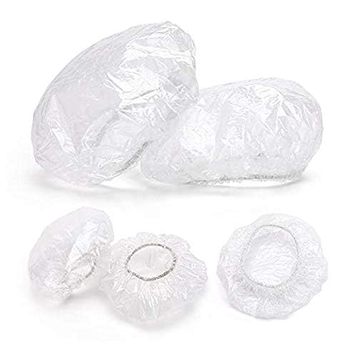 Image of ear caps 100 Pcs for Clear Waterproof Ear Protectors - Disposable Ear Caps for Bathing, Shower, Hair Dye, Spa, and Salon Use - Elastic and Lightweight Ear Covers for Home, Hotel, and Travel