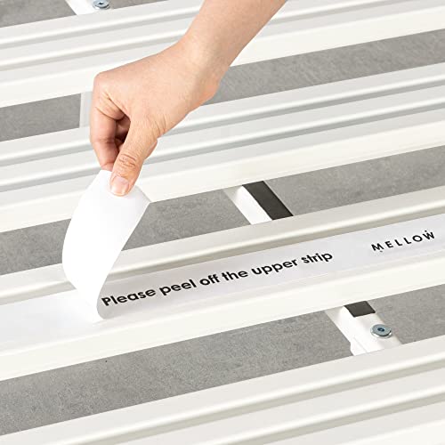 Mellow Rocky Base C 14" Platform Bed Heavy Duty Steel White, W/Patented Wide Steel Slats (No Box Spring Needed) - Twin #TOP6