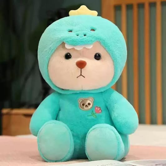 Image of SCOOBA Adorable Hoodie Teddy Soft Toy with Beautiful Dino shap Green Dress (Hoodie Teddy Green)