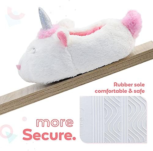FLYFUPPY Girls Slippers Toddler Kids Unicorn Slippers for Girls Warm Plush House Fluffy Slippers for Girls