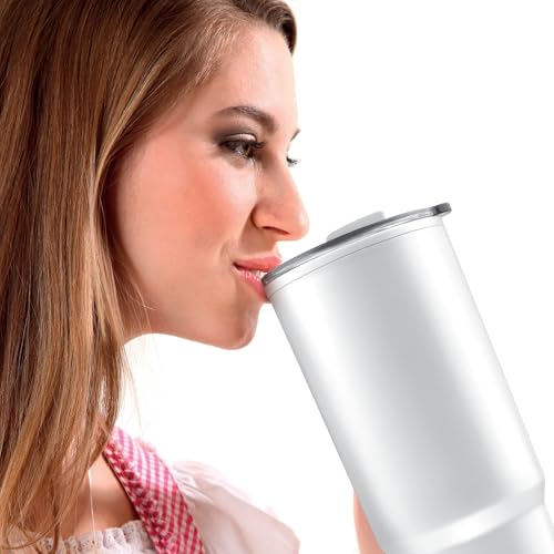 Image of MILTON Maven 1000 Plastic Water Tumbler | 2-in1 Lid Sip or Gulp | Crystal Clear BPA Free-Food Grade | Sturdy Handle | Large Travel Mug for Gym, Office & Outdoor Use, 1 L, White