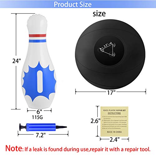 Newtion Giant Inflatable Bowling Set - 6 PCS 24 Inch Jumbo Bowling Pins with 1 PCS 18 Inch Bowling Ball Set,Great on Lawn, Yard, Indoor Use for Kids and Adults - Thumbnail 3