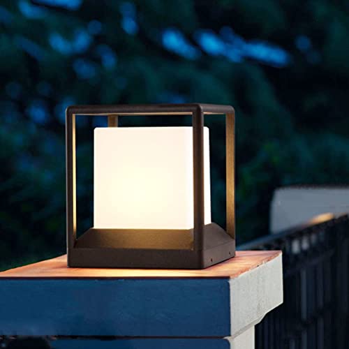 IP54 Sockelleuchte Außen Mattschwarz Modern E27 Wasserdichte(Aluminiumguss+Acryl) Platz Säule Lampe Rasen Terrasse Landschaft Hof Garten StandLaterne Außen-lampe Cover