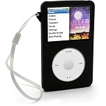 iGadgitz Black Silicone Skin Case Cover for Apple iPod Classic 80GB, 120GB & Latest 6th Generation 160gb launched Sept 09 (Model with Depth of 10.5mm) + Screen Protector & Lanyard