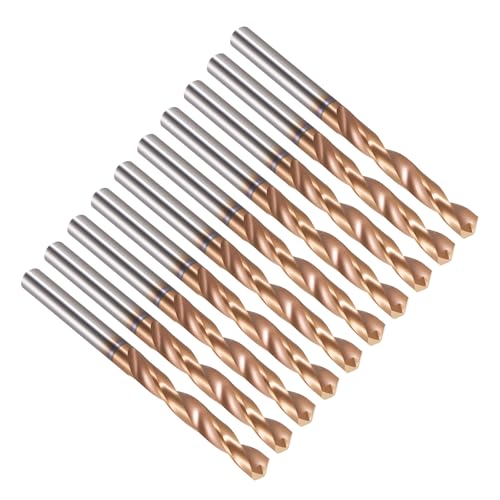PATIKIL 3mm Drill Bit, Carbide Twist Jobber Bits Straight Shank 130° for Drilling Hard Metal Alloy Steel Stainless Steel Titanium Alloys - 10 Pack