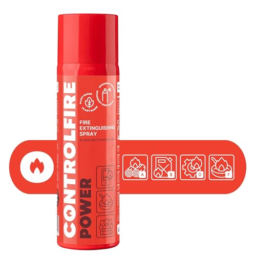 Control Fire Spray extincteur 500ml - Pour la maison, la cuisine, le camping et les déplacements – polyvalent, portable et léger – classes de feu A, B, D, F, Noir