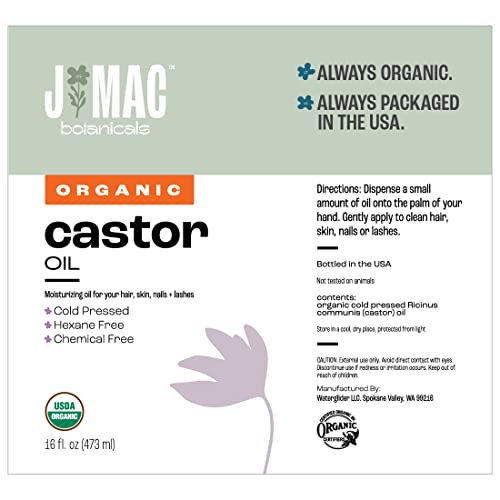 J Mac Botanicals Organic Castor Oil, Cold Pressed (16 Oz Plastic Bottle) Bpa Free Castor Hexane Free, Castor Oil For Face, Skin, Cold Pressed Castor Oil For Eyelashes, Cold Pressed Organic Castor Oil #TOP7