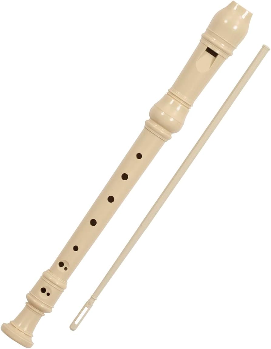 Merangue Soprano Recorder with Cleaning Stick, Natural Beige