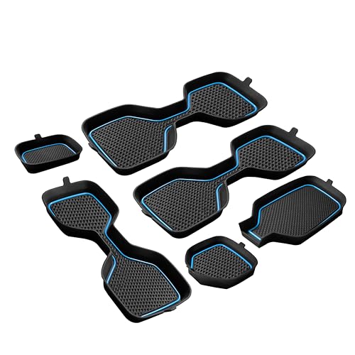 SENSHINE Cup Holder Coaster for Kia Telluride Accessories 2020 2021 2022 2023 2024 2025 Non-Slip Silicone Cup Holder Insert Mat Center Console Protector Liner Pad Interior Decoration 6Pcs (Blue Trim)