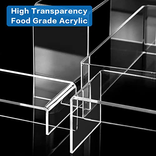 8 Pieces Large Acrylic Risers, 4" Wide Rectangular Tabletop Display Riser Shelf, Tiered Display Stand For Cupcake Stand Collectibles Display Retail Showcase #TOP4