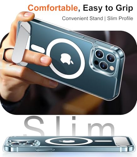 Image of Magnetic Compatible with iPhone 12 Pro Max Case, [Built-in Invisible Kickstand][Compatible with MagSafe][Military Grade Shockproof] Slim Thin Phone Case for iPhone 12 Pro Max 6.7 inch