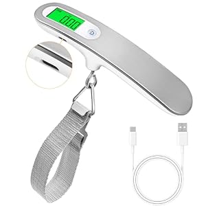 Rechargeable Luggage Scale with Strap & Type-C Port – Portable, Digital, High-Precision, and Ideal for Backpacks, Suitcases, and Carry-Ons – Up to 110lb/50kg Capacity -Strap
