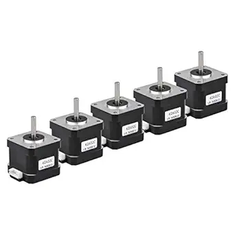 RTELLIGENT Nema 17 Stepper Motor 5PCS, 2 Phase Step Motor Bipolar 1.5A 59.5oz.in(42Ncm) 42x42x38mm 4-wire 30cm Long Cable for 3D Printer (5, 42A02C-XH2.54)