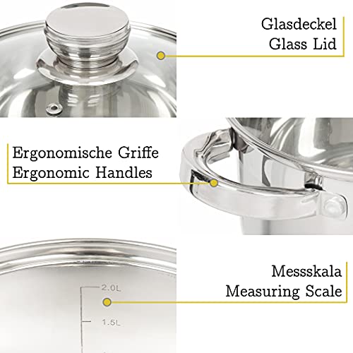 Daniks Standard Induction-Safe Stainless Steel Stock Pot Set (2 L + 2.9 L + 4 L) 2 Gallery Image