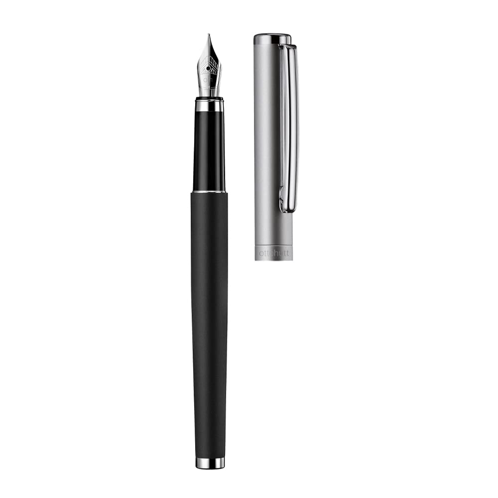 Otto Hutt design 01 Füllfederhalter 018-11446 – Füller mit hochwertiger Beschichtung und glänzender Oberfläche in der Farbe Schwarz – Federstärke M