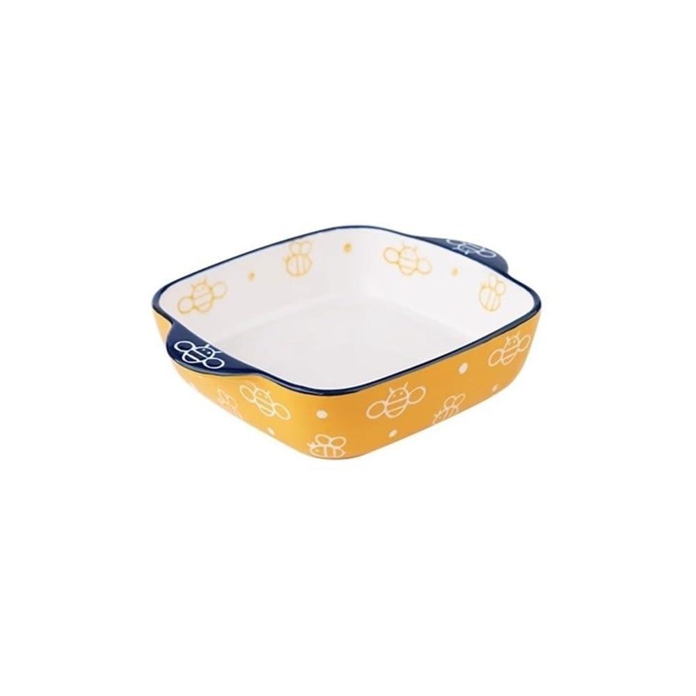 Plateau de cuisson en céramique, joli bol à double oreille peint la main Pain