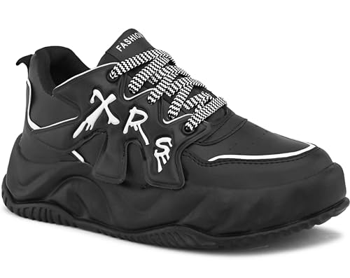 Image of ADISO Men's Chunky Sole Streetwear Sneakers | Trendy Lace-Up Casual Shoes for Fashion-Forward