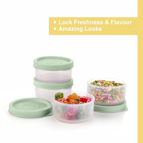 Image of Signoraware Nano BPA Free Plastic Containers Set (40mlx4 | Set of 4 | Green)