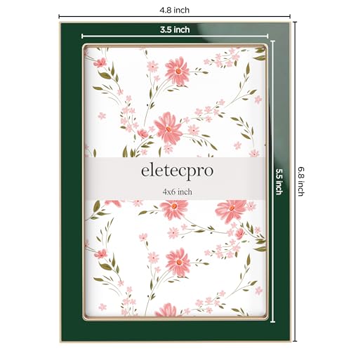 Image of eletecpro 4x6 Enamel Picture Frame Set of 2 with Real Glass Cover, Cute Photo Frame with Gold Metal Edge, Horizontal and Vertical Display Pictures 4 by 6 for Tabletop and Wall Decor, Green