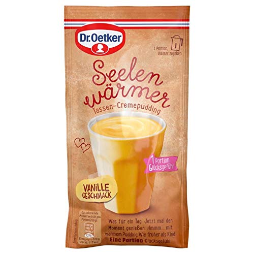 Dr. Oetker Seelenwärmer Tassen-Cremepudding Vanille-Geschmack, 58 g - Dessertpulver für die schnelle Zubereitung einer Cremedessert-Nachspeise