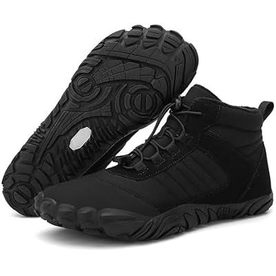 Barefoot Shoes Fur Lined Winter Mens Wide Toe Box Trail Runner Women Zero Drop Sole High top Walking Shoes Minimalist Outdoor Hiking Trekking Boots Sneakers