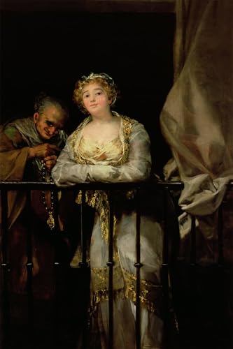 Maja e Celestina al balcone Goya Evita Paredes Vacías con este Lienzo Decorativo de 60x90cm
